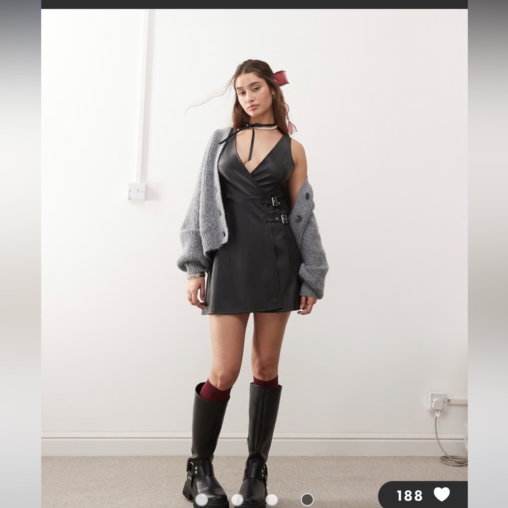 ASOS Miss Seltridge Taux Leather Pinny Dress